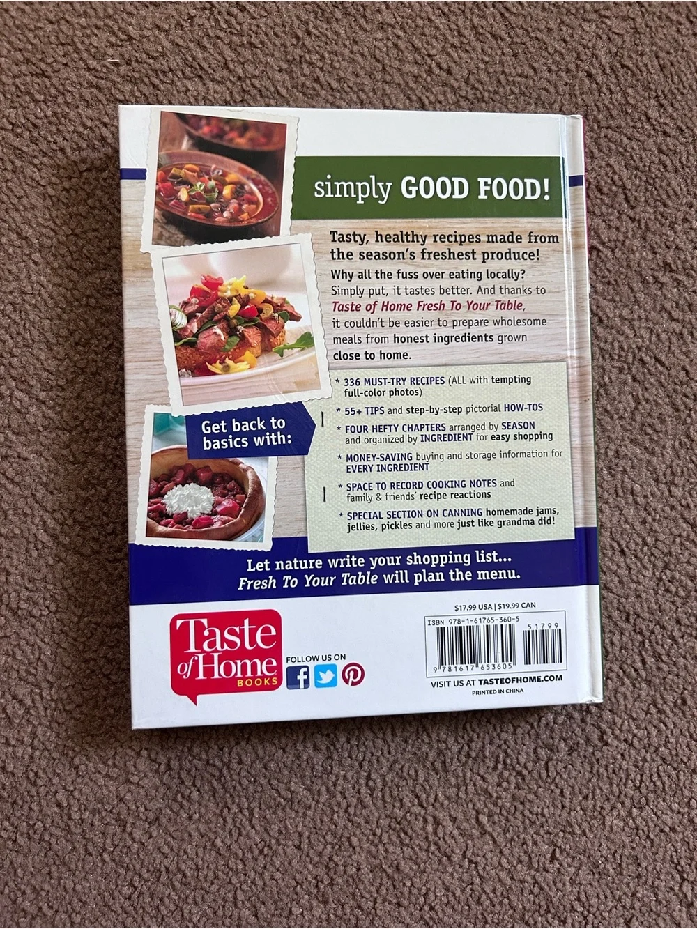 Taste of Home Fresh to your Table Cookbook Good Condition